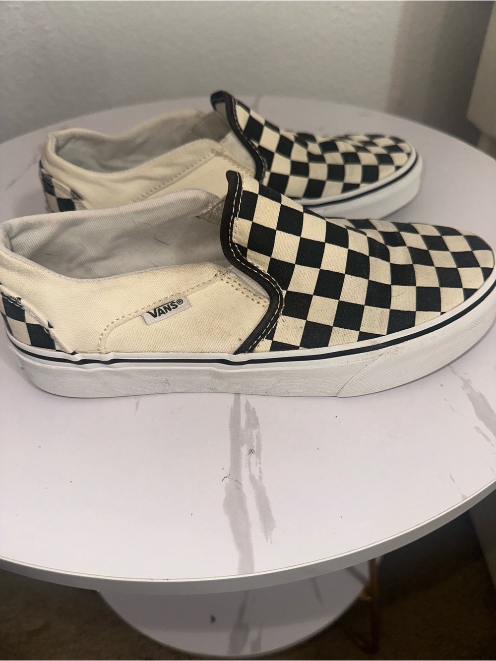 Vans Slip-On Checkerboard Sneakers - Black & White